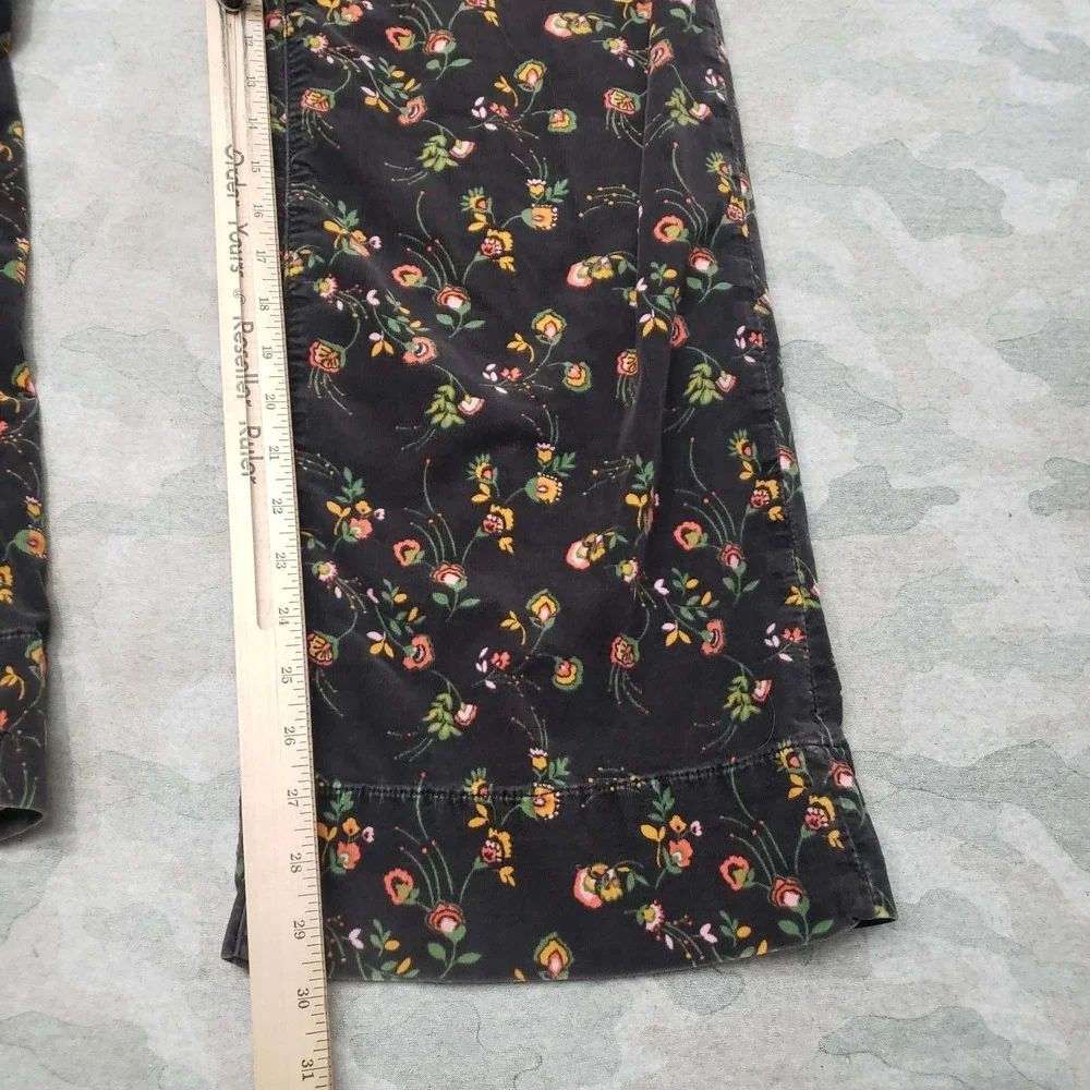 Pilcro And The Letter Press Pants Womens 31 Black Corduroy Floral Wide Leg - Picture 4 of 10